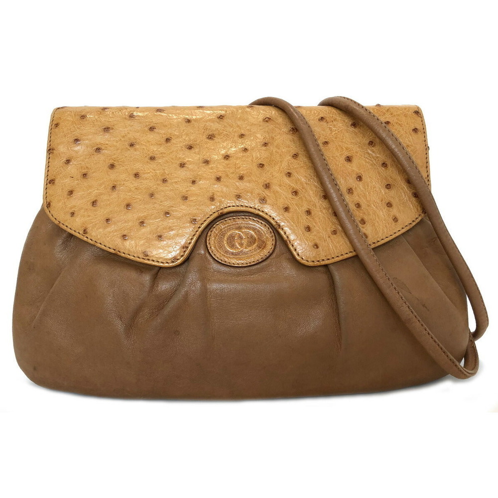 Gucci Brown Clutch Party Ostrich Lambskin Leather Shoulder Bag